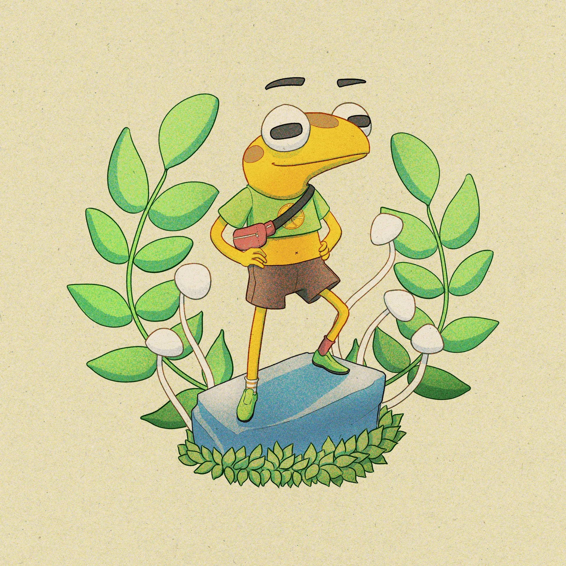 Yellow frog character concept illustration